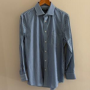 Lauren Ralph Lauren Blue & White Striped Mens Dress Shirt L